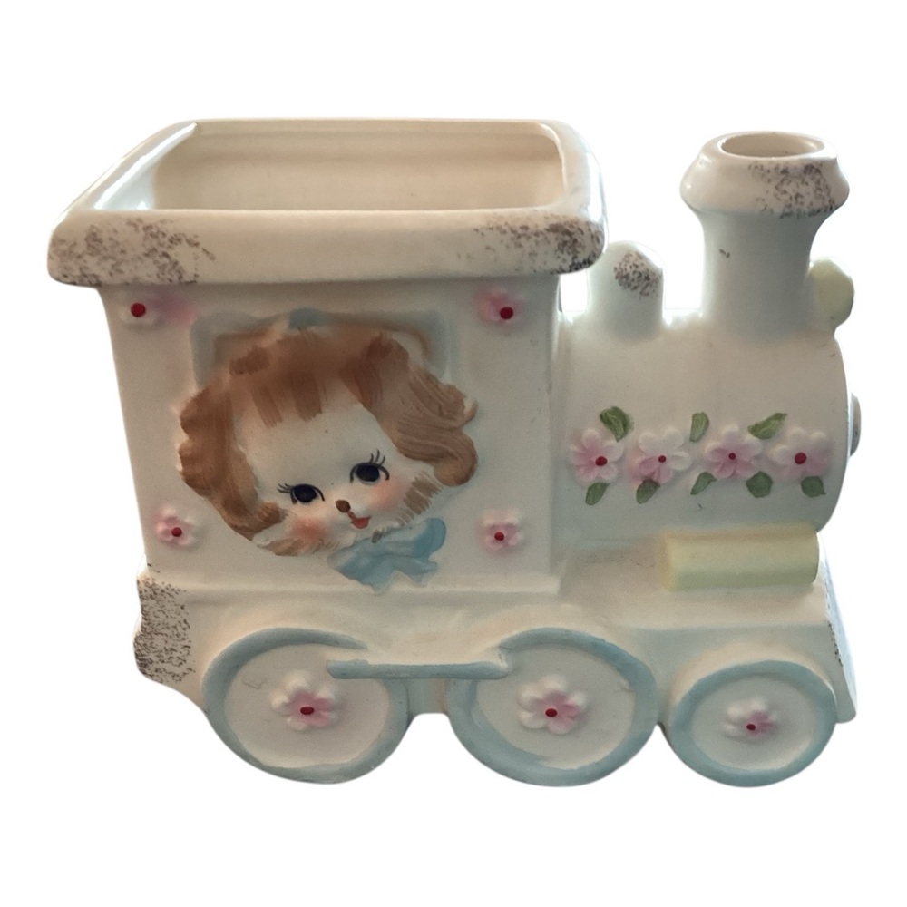 Vintage 50’s Ceramic Train New Baby Planter Napcoware